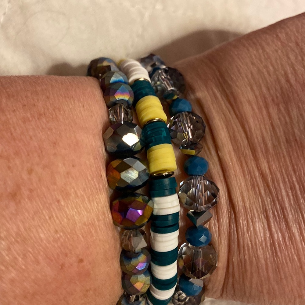 Ermish bracelet‎ stack. Beautiful green and white